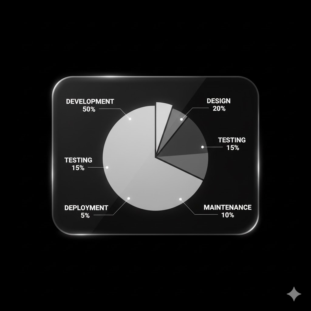 Visual breakdown of app development cost distribution